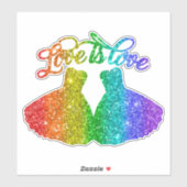 Liebe ist Liebe | Rainbow Glitzer Lesbian Wedding Aufkleber (Blatt)