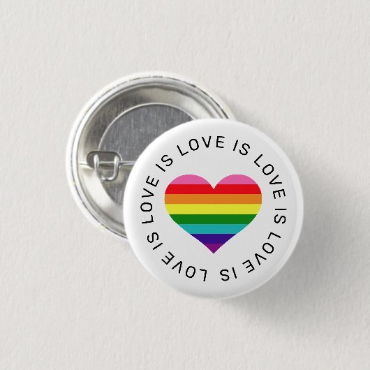 Liebe ist Liebe Rainbow Heart Gay Pride Button (Vorne & Hinten)