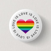 Liebe ist Liebe Rainbow Heart Gay Pride Button (Vorderseite)