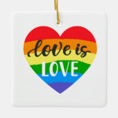 Liebe ist Liebe Rainbow Heart Keramikornament (Vorderseite)