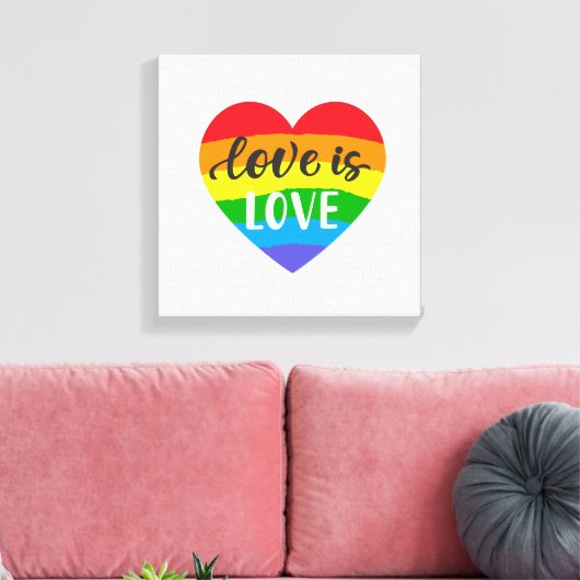 Liebe ist Liebe Rainbow Heart Leinwanddruck (Insitu (Wohnzimmer))