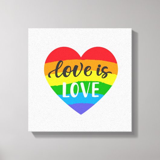 Liebe ist Liebe Rainbow Heart Leinwanddruck (Vorderseite)