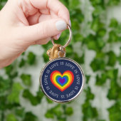 Liebe ist Liebe Rainbow Heart LGBTQ Pride Navy Blu Schlüsselanhänger (Hand)