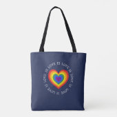 Liebe ist Liebe Rainbow Heart LGBTQ Pride Navy Blu Tasche (Rückseite)