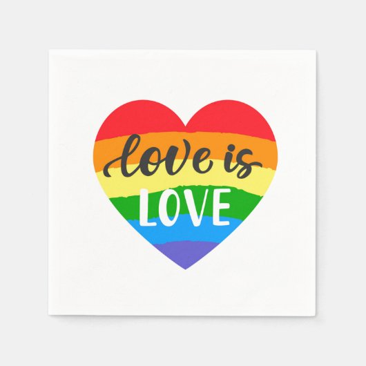 Liebe ist Liebe Rainbow Heart Serviette (Vorderseite)
