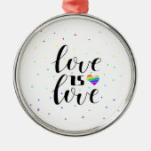 Liebe ist Liebe | Rainbow Hearts Ornament Aus Metall (Vorne)