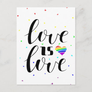 Liebe ist Liebe   Rainbow Hearts Postkarte