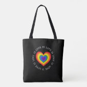 Liebe ist Liebe Rainbow Herz LGBTQ Prix Black Tasche (Rückseite)