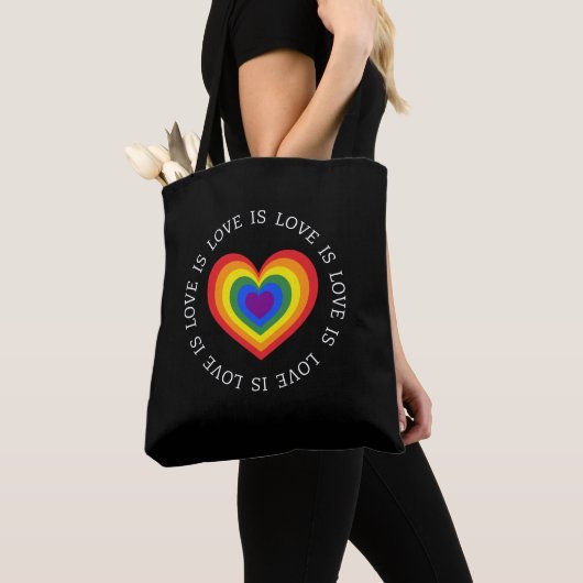 Liebe ist Liebe Rainbow Herz LGBTQ Prix Black Tasche (Von Nahem)