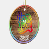 Liebe ist Liebe Rainbow Individuelle Name- Jahr Keramik Ornament (Rechts)