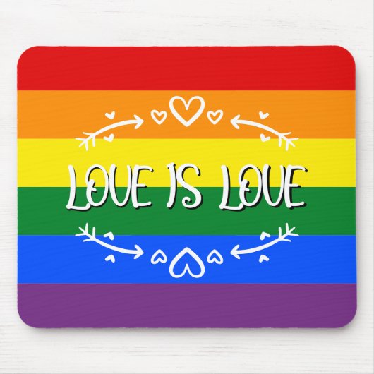 Liebe ist Liebe Rainbow LGBTQ Pride Month Mousepad (Vorne)