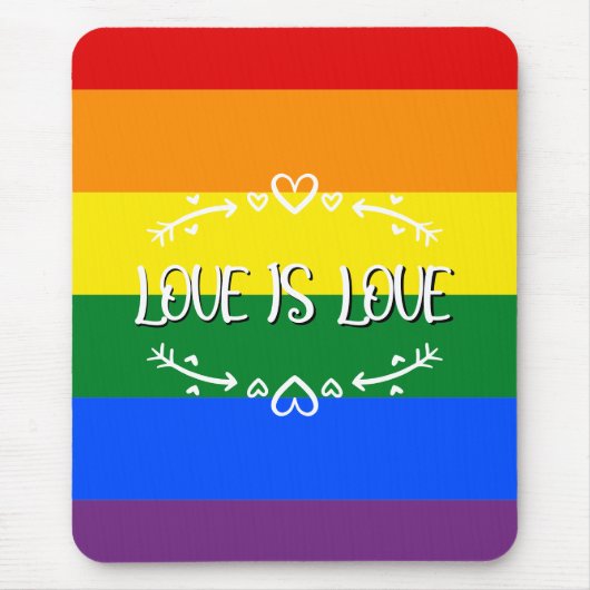 Liebe ist Liebe Rainbow LGBTQ Pride Mousepad (Vorne)