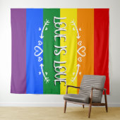Liebe ist Liebe Rainbow LGBTQ Prix Hintergrund Wandteppich (Beispiel (Horizontal))