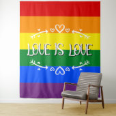 Liebe ist Liebe Rainbow LGBTQ Prix Hintergrund Wandteppich (Beispiel)