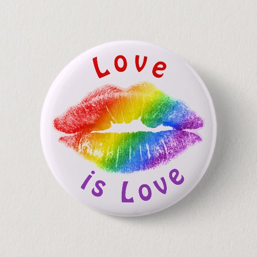 Liebe ist Liebe Rainbow Lips LGBTQ Button (Vorderseite)