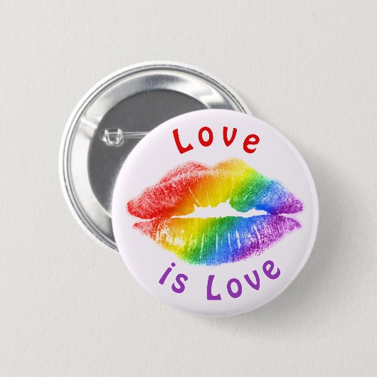 Liebe ist Liebe Rainbow Lips LGBTQ Button (Vorne & Hinten)
