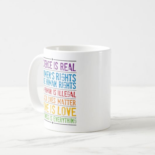 Liebe ist Liebe Rainbow Pride Kaffeetasse (Vorderseite Links)