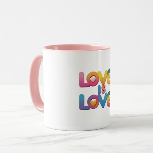 Liebe ist Liebe Rainbow Pride Tasse (Vorderseite Links)