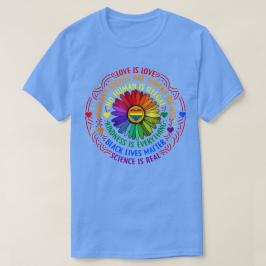 Liebe ist Liebe Rainbow Sunflower LGBT Gay Lesbian T-Shirt (Design vorne)