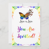 Liebe ist Liebe Rainbow Theme Wedding Einladung (Vorderseite)