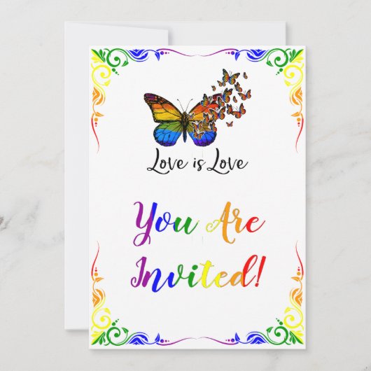 Liebe ist Liebe Rainbow Theme Wedding Einladung (Vorderseite)
