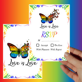 Liebe ist Liebe Rainbow Theme Wedding RSVP Card Einladung