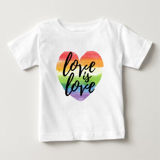 Liebe ist Liebe| Rainbow Watercolor Herz Baby T-shirt (Vorderseite)