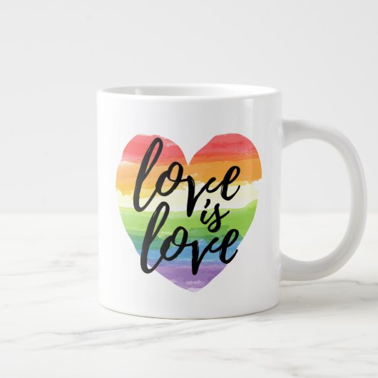 Liebe ist Liebe| Rainbow Watercolor Herz Jumbo-Tasse (Rechts)