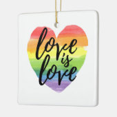 Liebe ist Liebe | Rainbow Watercolor Herz Keramikornament (Links)