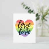 Liebe ist Liebe | Rainbow Watercolor Herz Postkarte (Stehend Vorderseite)