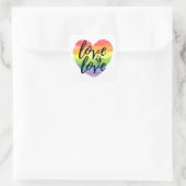 Liebe ist Liebe | Rainbow Watercolor Herz Quadratischer Aufkleber (Tasche)