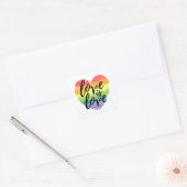 Liebe ist Liebe | Rainbow Watercolor Herz Quadratischer Aufkleber (Umschlag)
