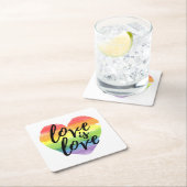 Liebe ist Liebe| Rainbow Watercolor Herz Rechteckiger Pappuntersetzer (Vor Ort)