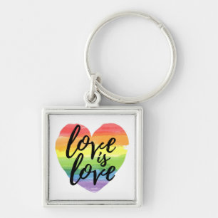 Liebe ist Liebe   Rainbow Watercolor Herz Schlüsselanhänger