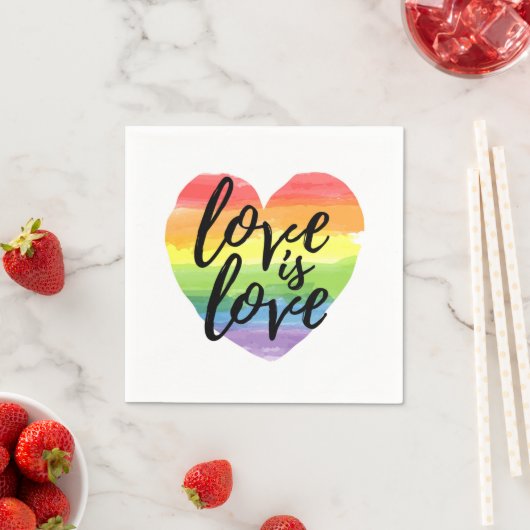 Liebe ist Liebe | Rainbow Watercolor Herz Serviette (Beispiel)