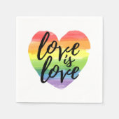 Liebe ist Liebe | Rainbow Watercolor Herz Serviette (Vorderseite)