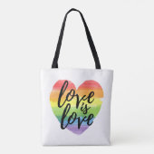 Liebe ist Liebe| Rainbow Watercolor Herz Tasche (Rückseite)