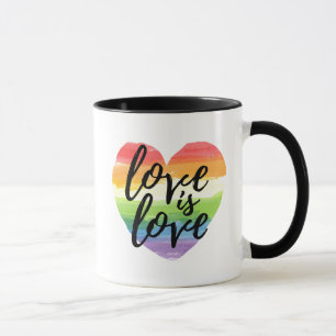Liebe ist Liebe  Rainbow Watercolor Herz Tasse