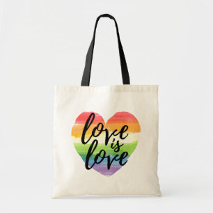 Liebe ist Liebe   Rainbow Watercolor Herz Tragetasche