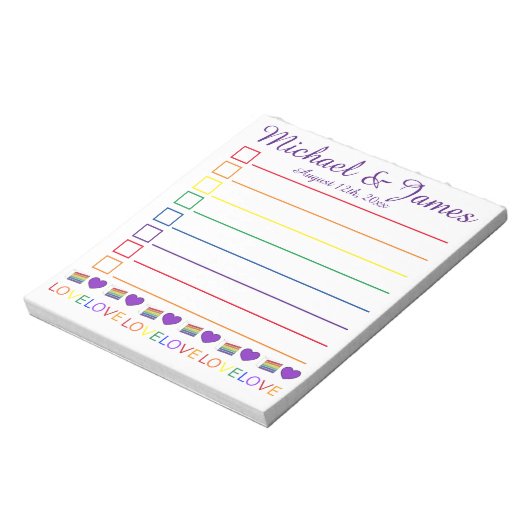 Liebe ist Liebe Rainbow Wedding Cake Heart Fevor Notizblock (Rotiert)