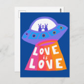 LIEBE IST LIEBE Raumschiff Außerirdischen Farbenfr Postkarte (Vorne/Hinten)