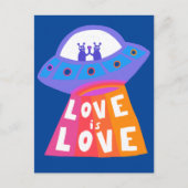 LIEBE IST LIEBE Raumschiff Außerirdischen Farbenfr Postkarte (Vorderseite)