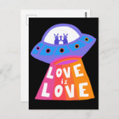 LIEBE IST LIEBE Raumschiff Außerirdischen Farbenfr Postkarte (Vorne/Hinten)