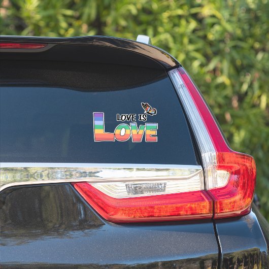 Liebe ist Liebe Regenbogen Aufkleber (Auto Seite)