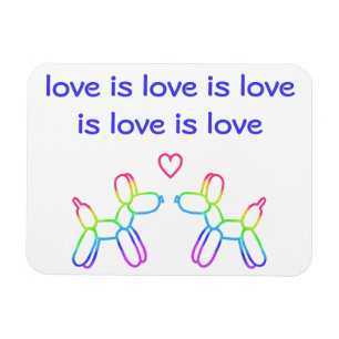 Liebe ist Liebe Regenbogen-Ballon-Hunde-Magnetkart Magnet
