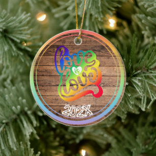Liebe ist Liebe Regenbogen Benutzername- Jahr Keramik Ornament
