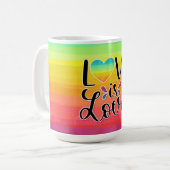 Liebe ist Liebe - Regenbogen farbig Kaffeetasse (Vorderseite Links)