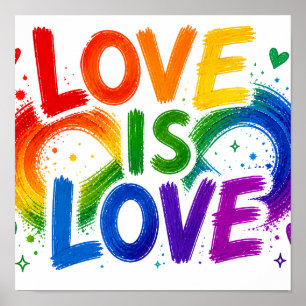 Liebe ist Liebe Regenbogen Herz 30x30 cm Poster