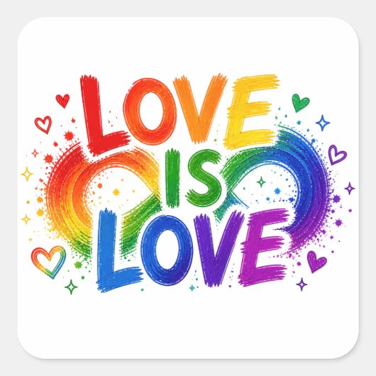 Liebe ist Liebe Regenbogen Herz Aufkleber (Vorderseite)