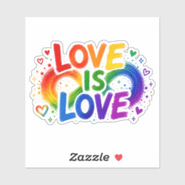Liebe ist Liebe Regenbogen Herz Sticker mit ausges